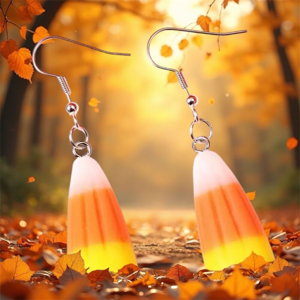 NWT Nostalgic White Orange Yellow Candy Corn Fall Dangle Earrings ￼